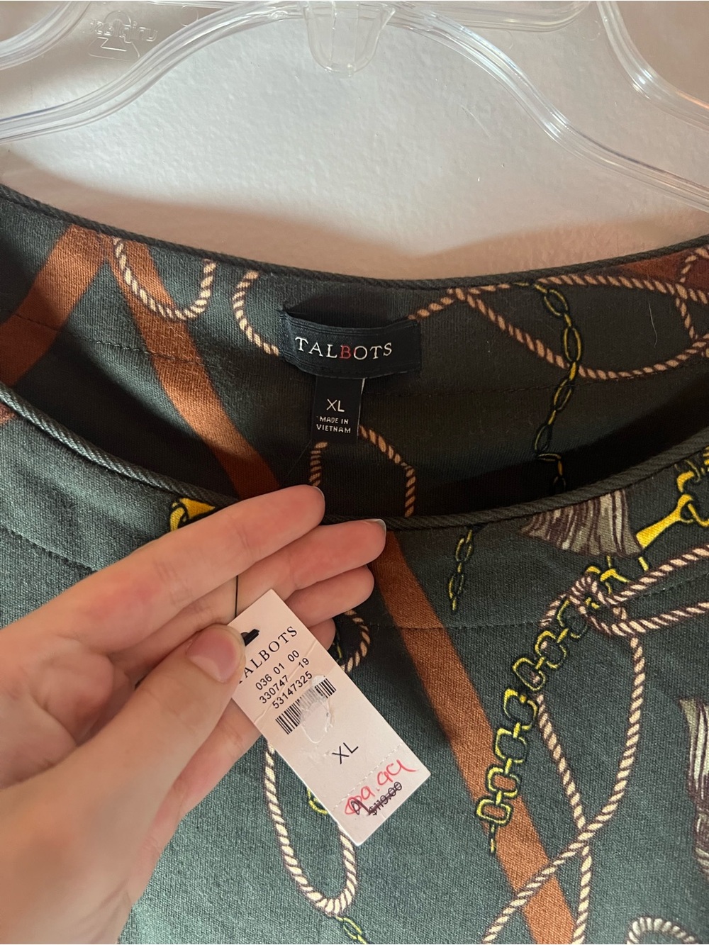 Talbots NEW Equestiran Print Cotton Shift Dress Fall Preppy Academia Size XL - Picture 5 of 7
